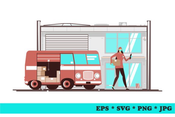 Flat Design for Courier Delivery